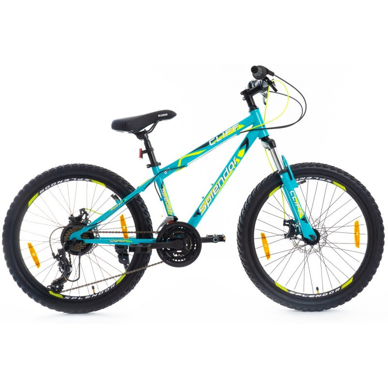 Bicicleta cu roti de 24", pentru copii cu varsta intre 9 - 12 ani, inaltime 135 - 150 cm, suspensie fata, 21 viteze Shimano, frane disc-fata/spate, Splendor CLIF24GB (albastru)