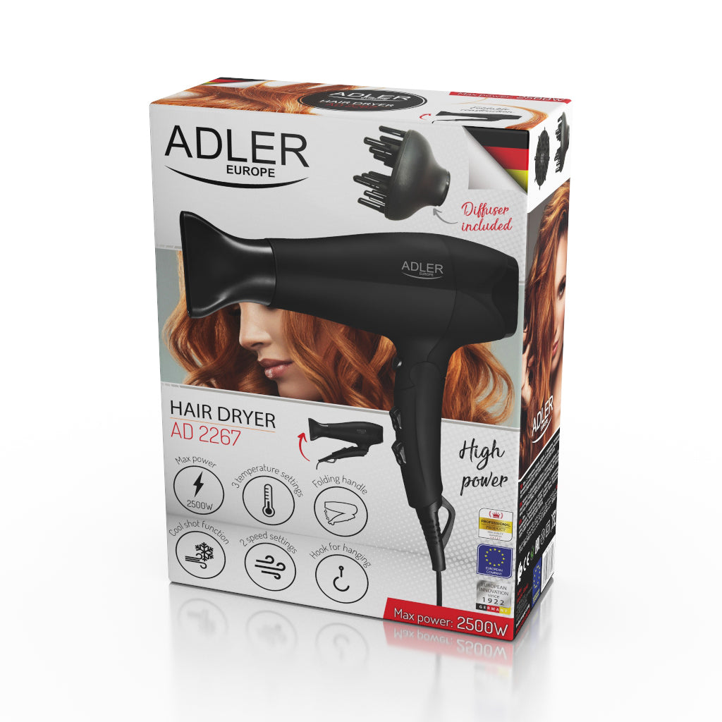 Uscator de par cu difuzor, 2100 W, maner pliabil, Adler