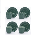 Set 4 cesti espresso cu farfurii, design hexagonal, ceramica, Alpina