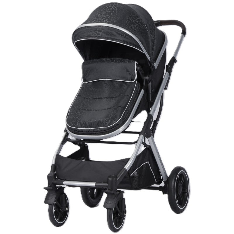 Carucior multifunctional 2 in 1, suspensii, roti EVA, maner reversibil, parasolar, Splendor SPX1GRI (gri, negru)