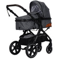 Carucior multifunctional 2 in 1, suspensii, roti EVA, maner reversibil, parasolar, Splendor SPX1GRI (gri, negru)