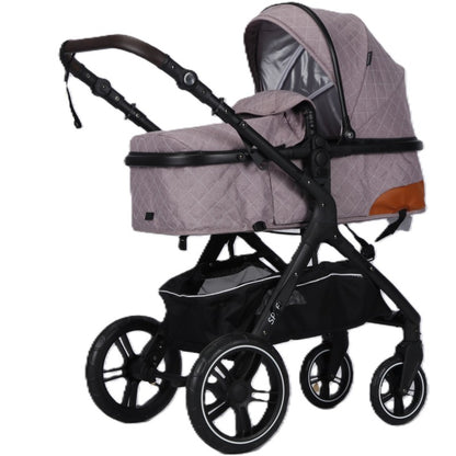 Carucior multifunctional 2 in 1, suspensii, roti EVA, maner reversibil, parasolar, Splendor SPX1KHAKHI (kaki, negru, auriu)