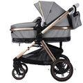 Carucior multifunctional 2 in 1, suspensii, roti EVA, maner reversibil, parasolar, Splendor SPX1KHAKHI (kaki, negru, auriu)