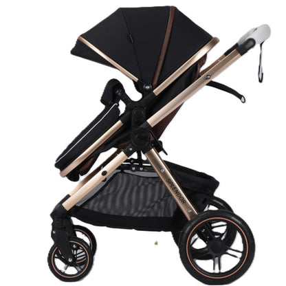 Carucior multifunctional 2 in 1, suspensii, roti EVA, maner reversibil, parasolar, Splendor SPX1KHAKHI (kaki, negru, auriu)