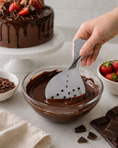 Spatula perforata pentru ciocolata topita,  oțel inoxidabil, Happa
