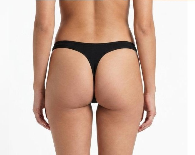 Set 2 chiloti tanga din bumbac Kruidvat Stretch String, negru