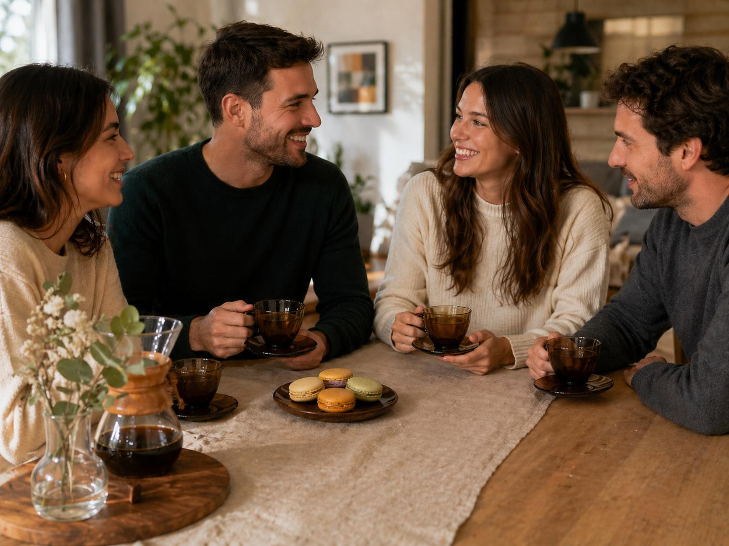 Set 6 cesti si farfurii pentru cafea sau ceai, sticla fumurie, Duralex
