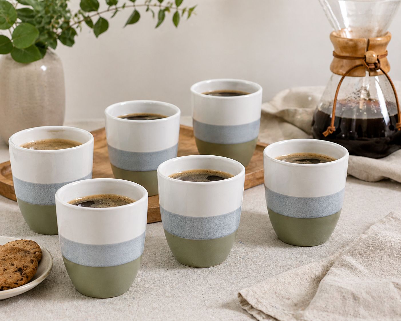 Set 6 cești cafea din ceramica 200 ml, Palermo, design minimalist