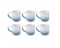 Set 6 cesti cafea cu toarta ceramice, 220 ml, Palermo, design modern alb-albastru pastel