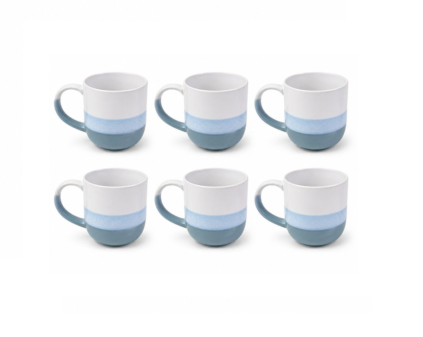 Set 6 cesti cafea cu toarta ceramice, 220 ml, Palermo, design modern alb-albastru pastel