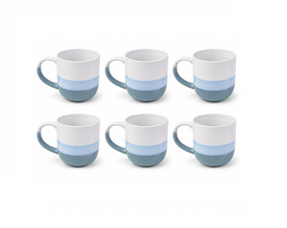 Set 6 cesti cafea cu toarta ceramice, 220 ml, Palermo, design modern alb-albastru pastel