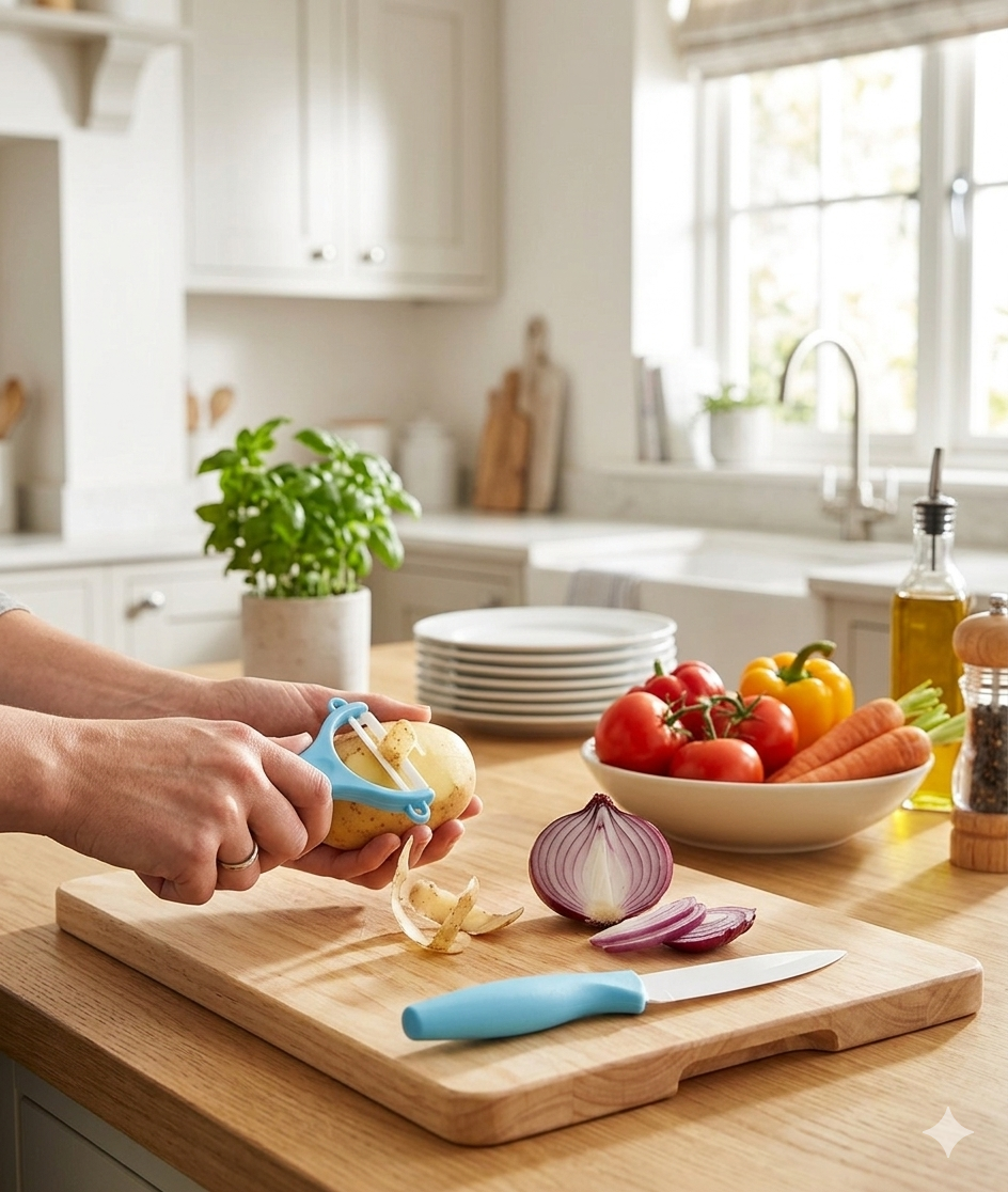 Set cuțit ceramic cu teacă și peeler legume si fructe, Benson