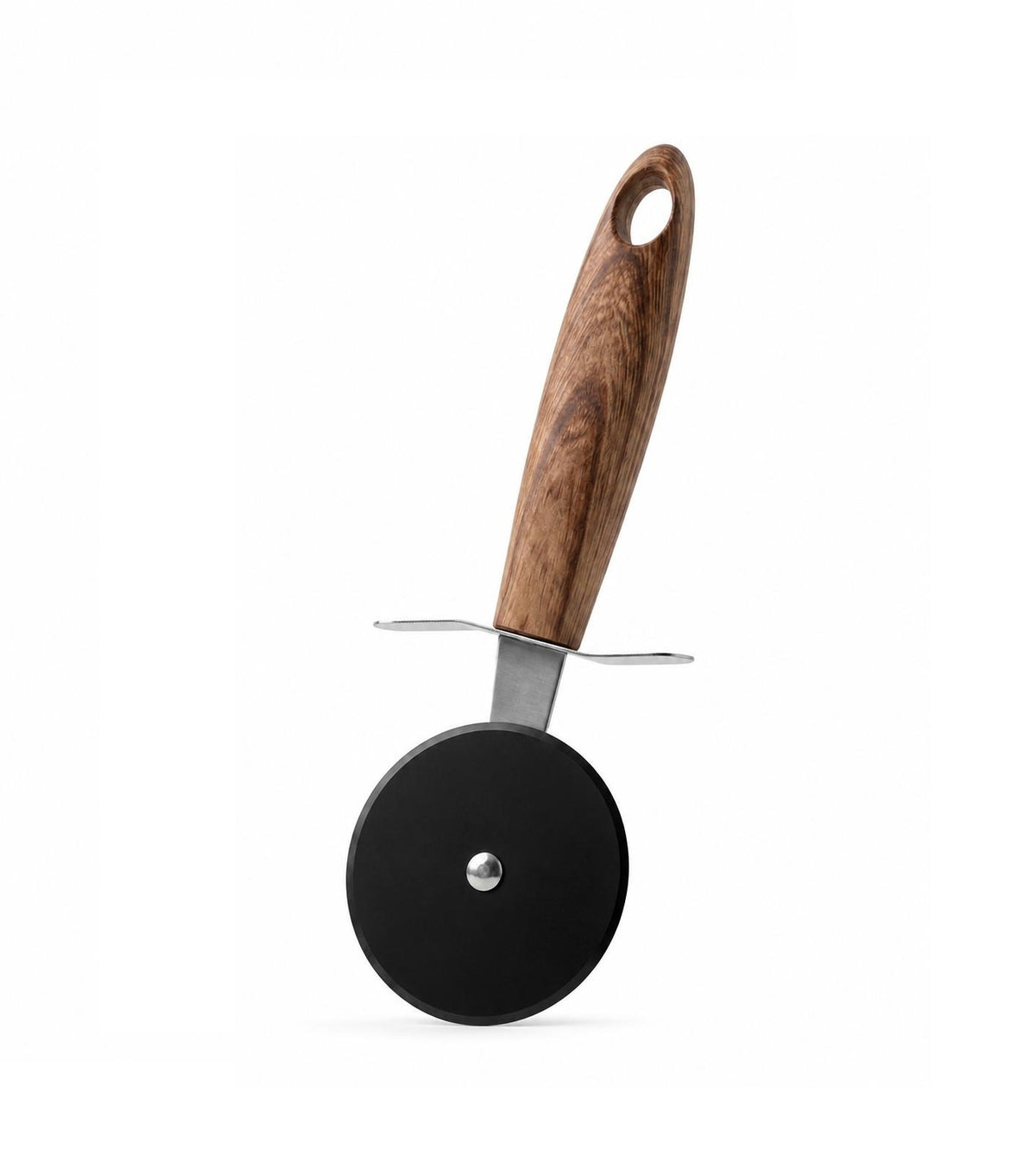 Taietor (feliator) pizza Alpina, lama din inox cu invelis antiaderent si maner ergonomic cu aspect de lemn, 20 cm