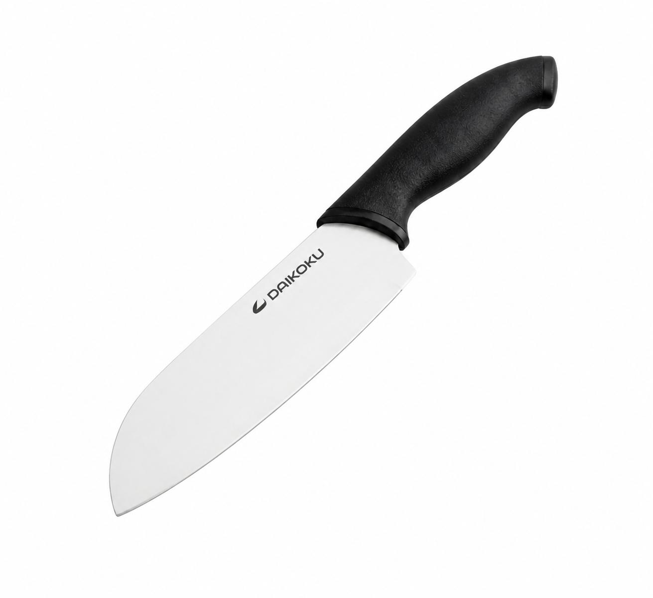 Cutit universal Santoku, lama inox 18 cm, invelis ceramic, maner ergonomic anti-alunecare, Daikoku