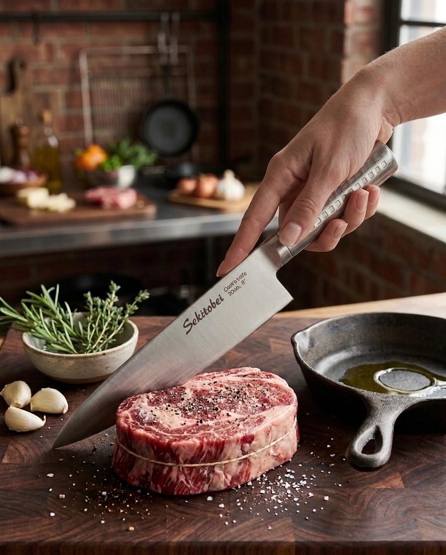 Cuțit bucatar Sekitobei (Cook's knife), lama de inox 20 cm, premium, argintiu
