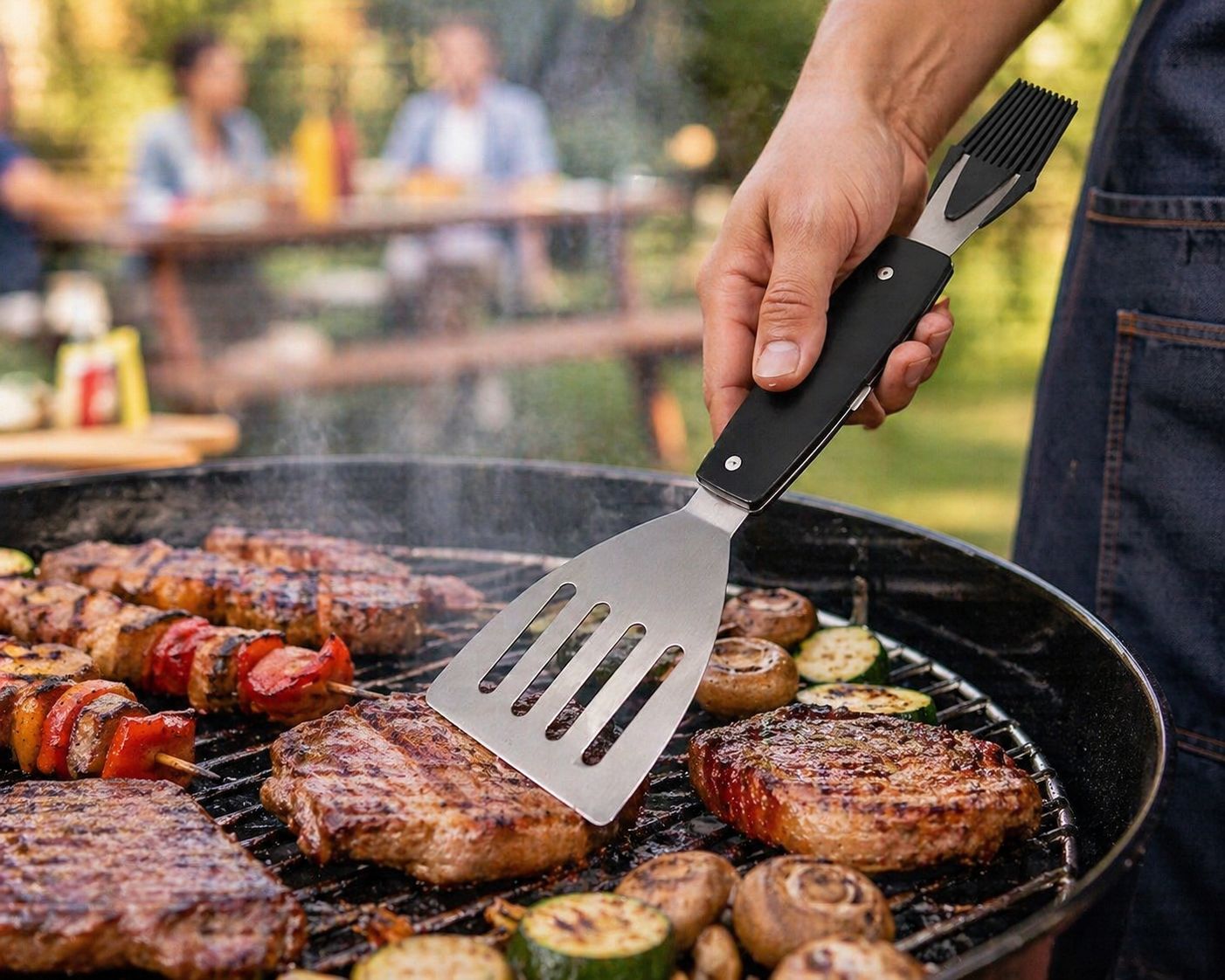 Set ustensile gratar 2 în 1, spatulă si pensulă, silicon si oțel inoxidabil, METMAXX BBQ