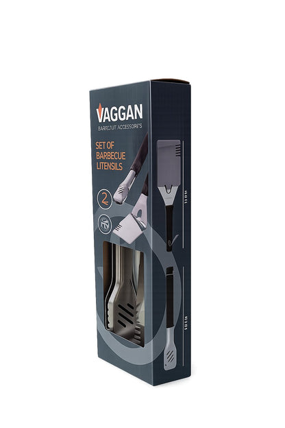 Set ustensile gratar inox 2 piese, clește si spatula multifunctionala BBQ, rezistente la temperaturi inalte, Vaggan