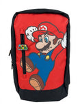 Rucsac scolar copii / adolescenti Licenta Oficiala Nintendo Super Mario, orificiu casti audio headphone Jack, buzunar frontal vertical, negru/rosu