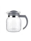 Cana de sticla termorezistenta pentru ceai, cafea si limonada, cu capac si maner gri, 1 Litru