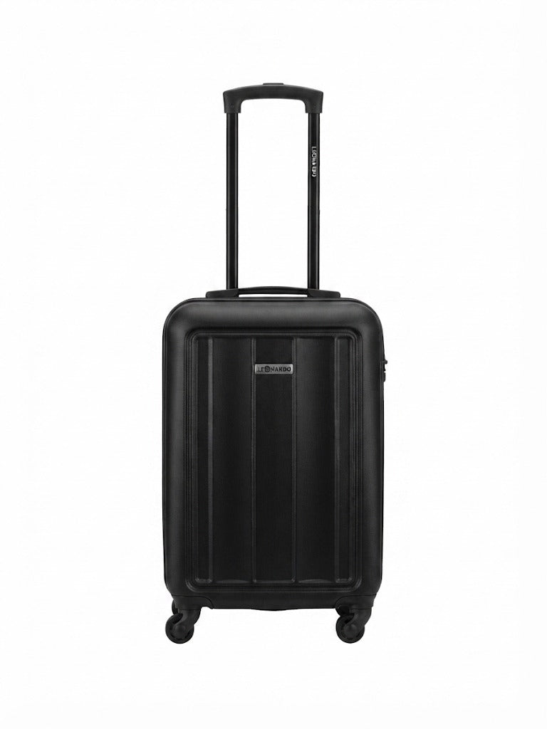 Troller de calatorie Leonardo, 30 l, negru, maner telescopic, carcasa rigida, sistem de blocare