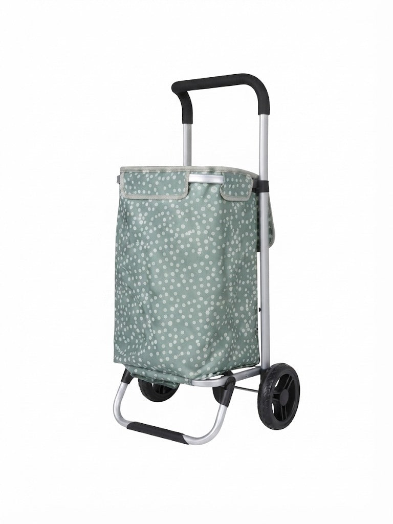 Troler de cumparaturi pliabil cu cadru din aluminiu, compartiment termoizolant si design cu buline, 45l