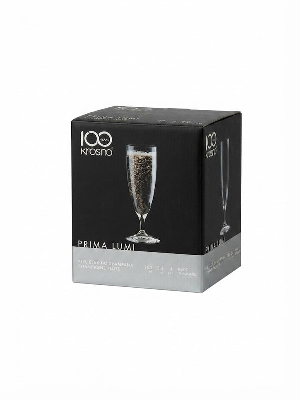 Set 4 pahare de sampanie Krosno Prima Lumi, 160 ml., sticla transparenta