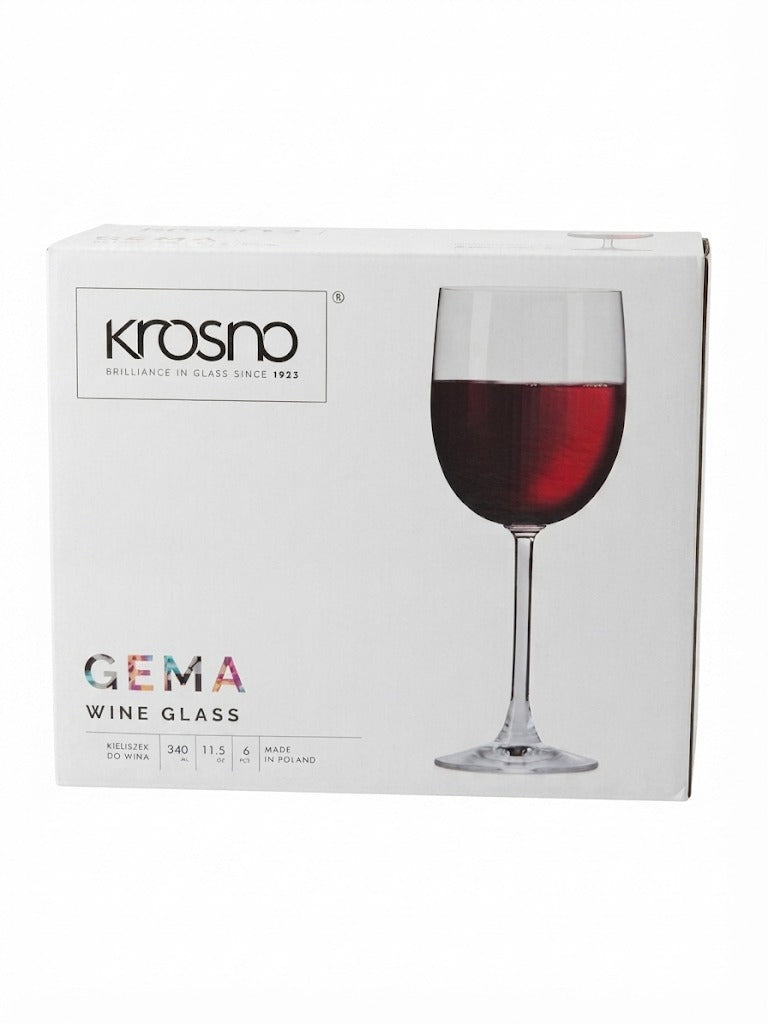Set 6 pahare de vin Krosno Gema, 340 ml, sticla transparenta