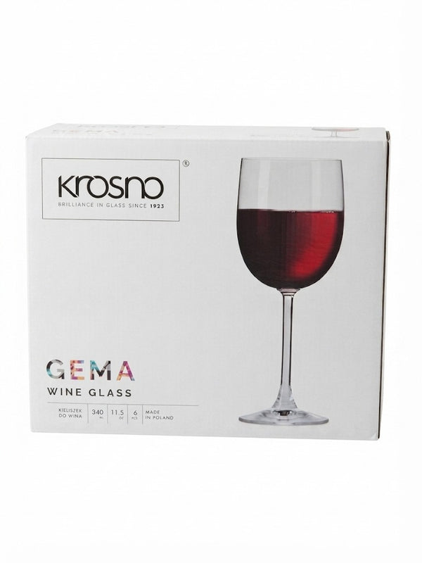 Set 6 pahare de vin Krosno Gema, 340 ml, sticla transparenta