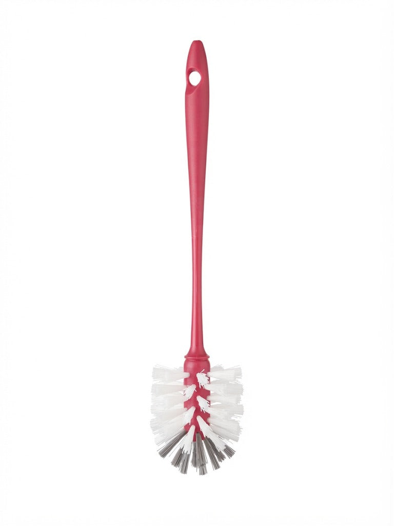 Perie pentru sticle si recipiente Home & Clean, peri rezistenti, maner lung, rosu/alb