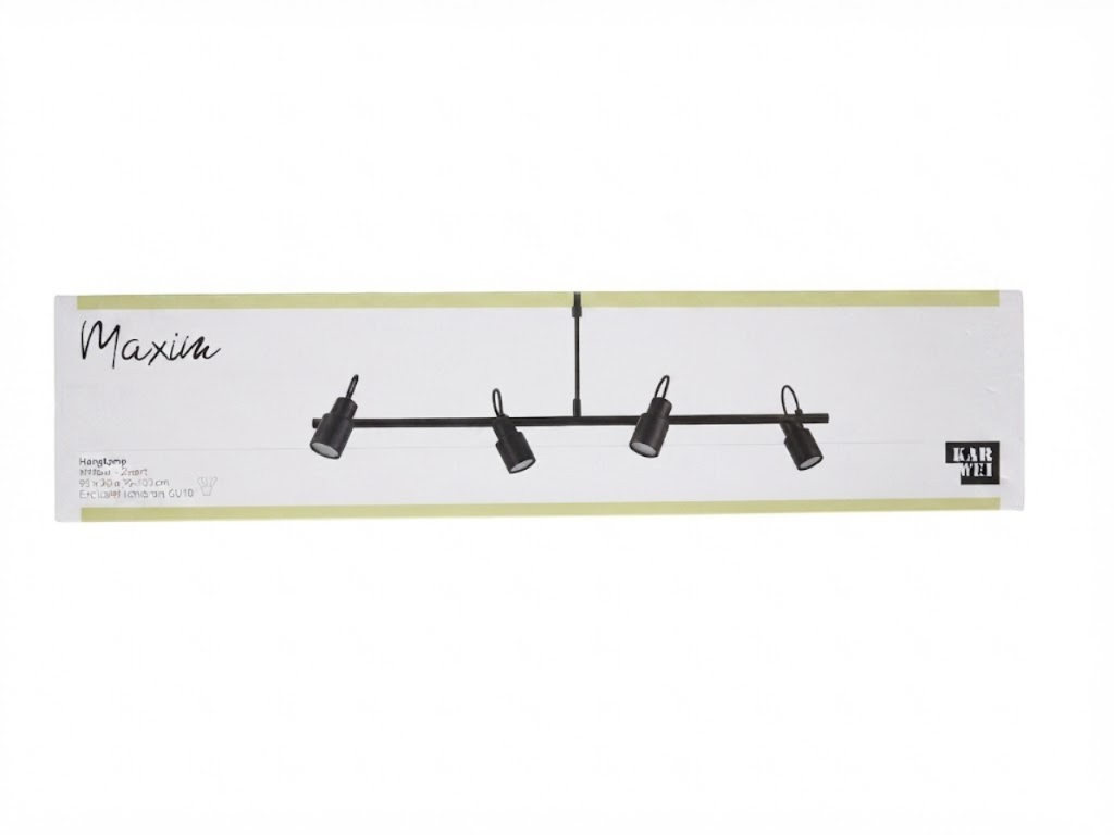 Corp de iluminat suspendat maxim, metal negru, 95x20x75-130 cm.