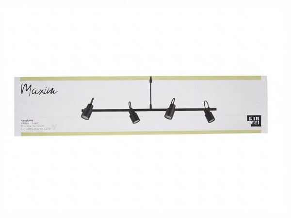 Corp de iluminat suspendat maxim, metal negru, 95x20x75-130 cm.