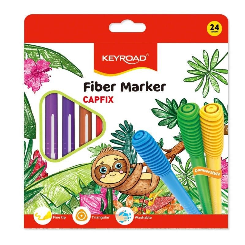 Carioca 24 culori KEYROAD Capfix Connectible, triunghiulare