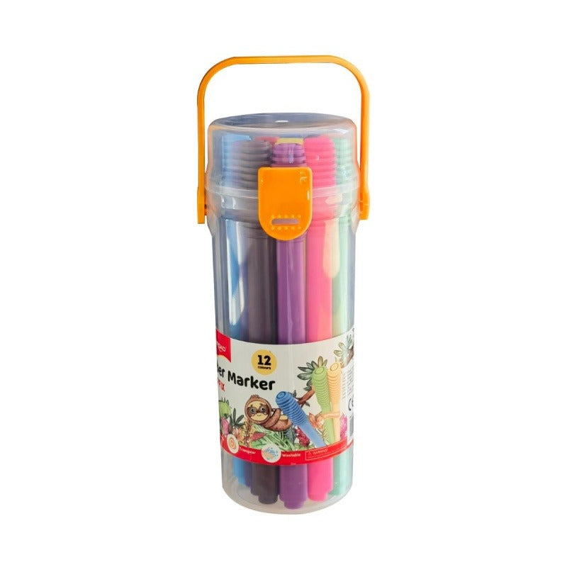 Carioca 12 culori KEYROAD Capfix connectible, triunghiulare, tub plastic