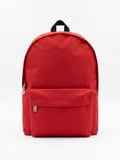 Rucsac urban/ghiozdan scolar unisex clasic, compartiment principal incapator si buzunar frontal cu fermoar, bretele buretate reglabile, rosu simplu