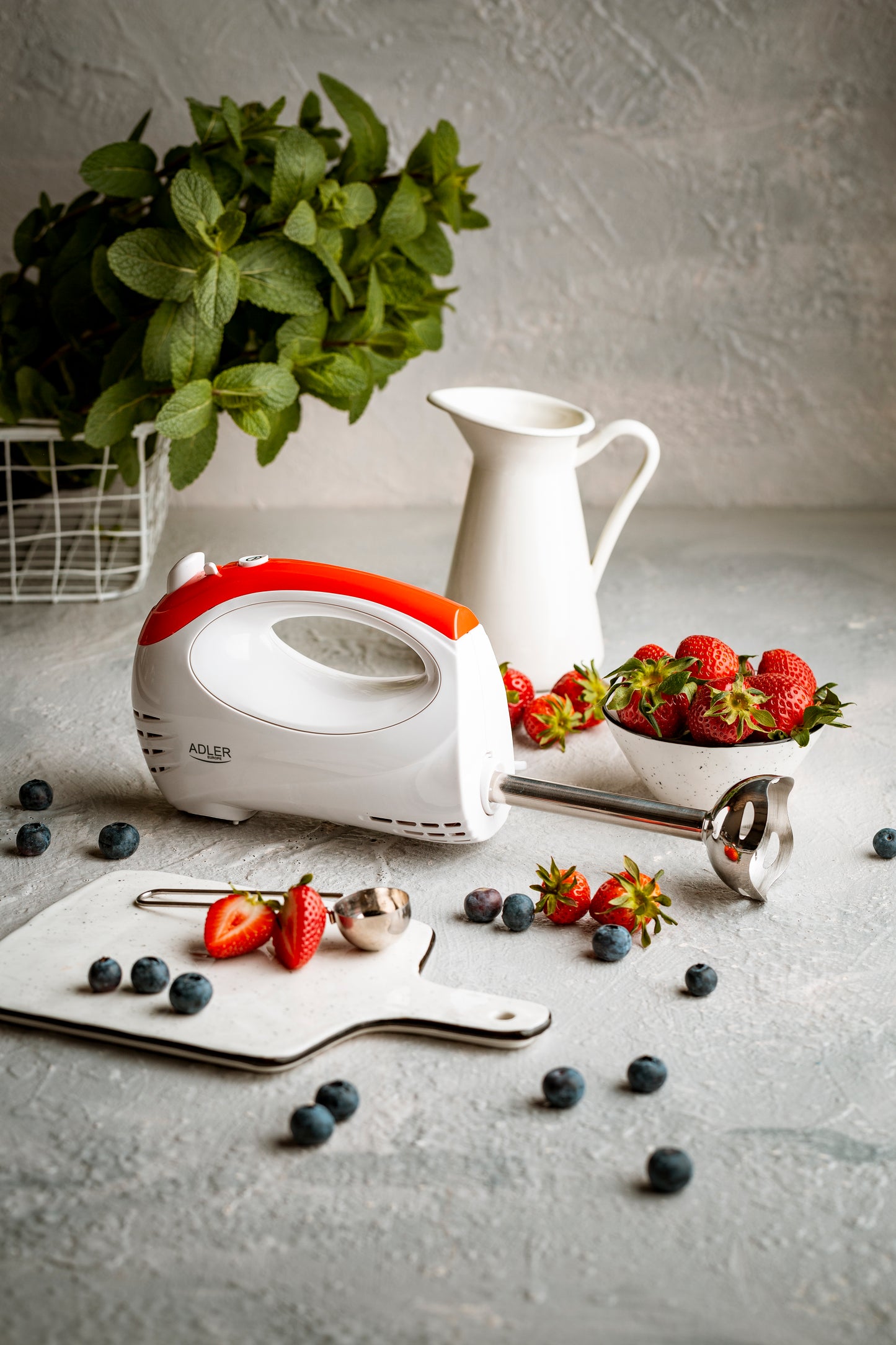 Mixer de mana si blender vertical, 2 in 1, Adler, 300W, 5 viteze