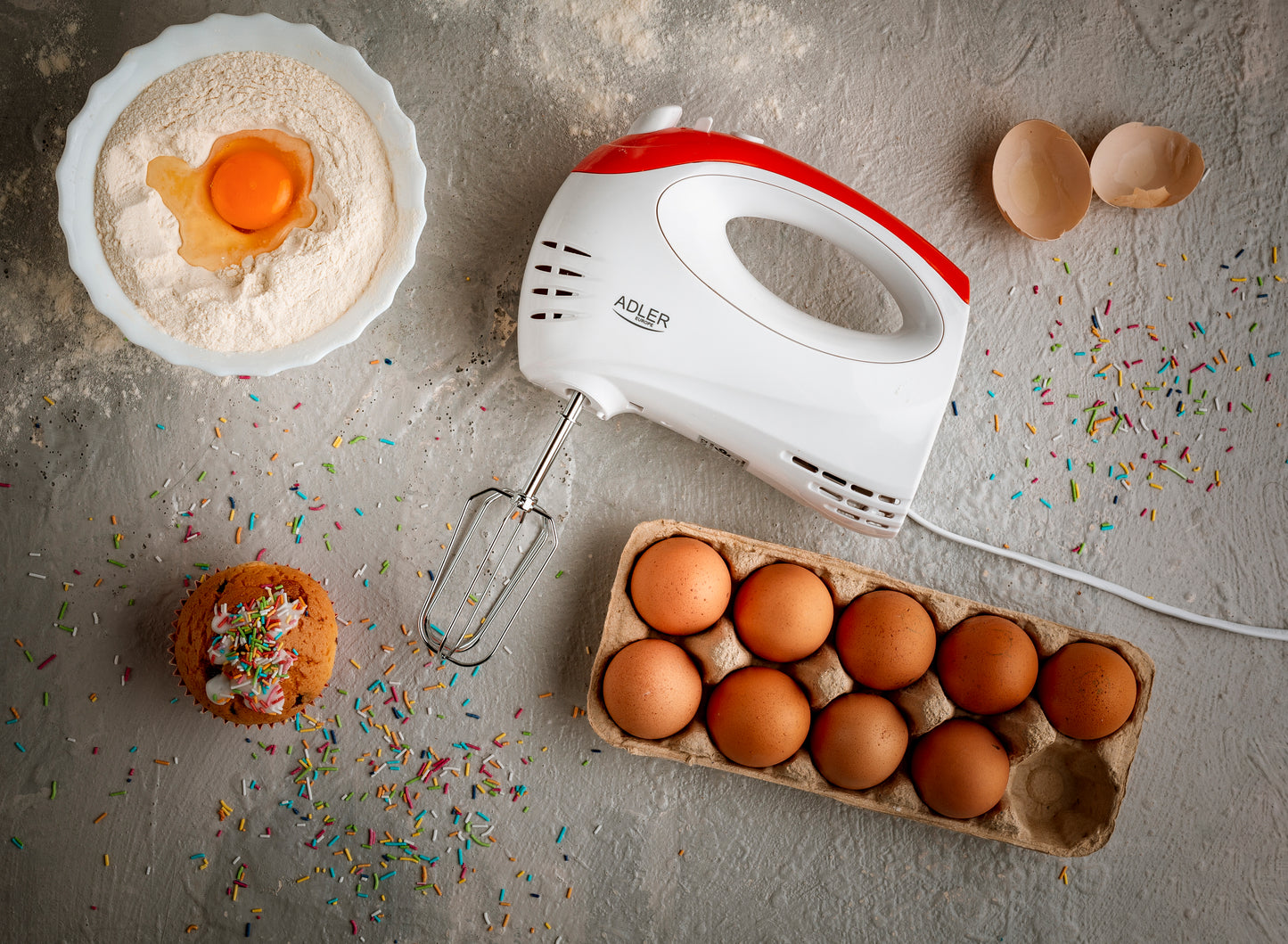 Mixer de mana si blender vertical, 2 in 1, Adler, 300W, 5 viteze