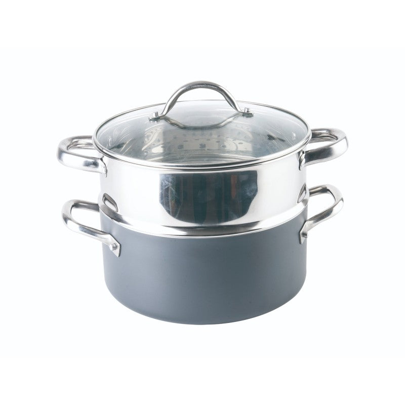 Set 6 piese, 3 vase din aluminiu cu invelis antiaderent , cu ceramica si titan , Grunberg GR6936