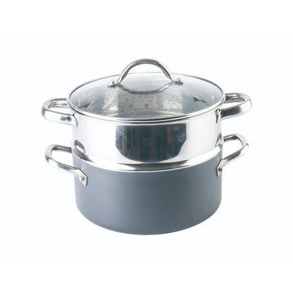 Set 6 piese, 3 vase din aluminiu cu invelis antiaderent , cu ceramica si titan , Grunberg GR6936