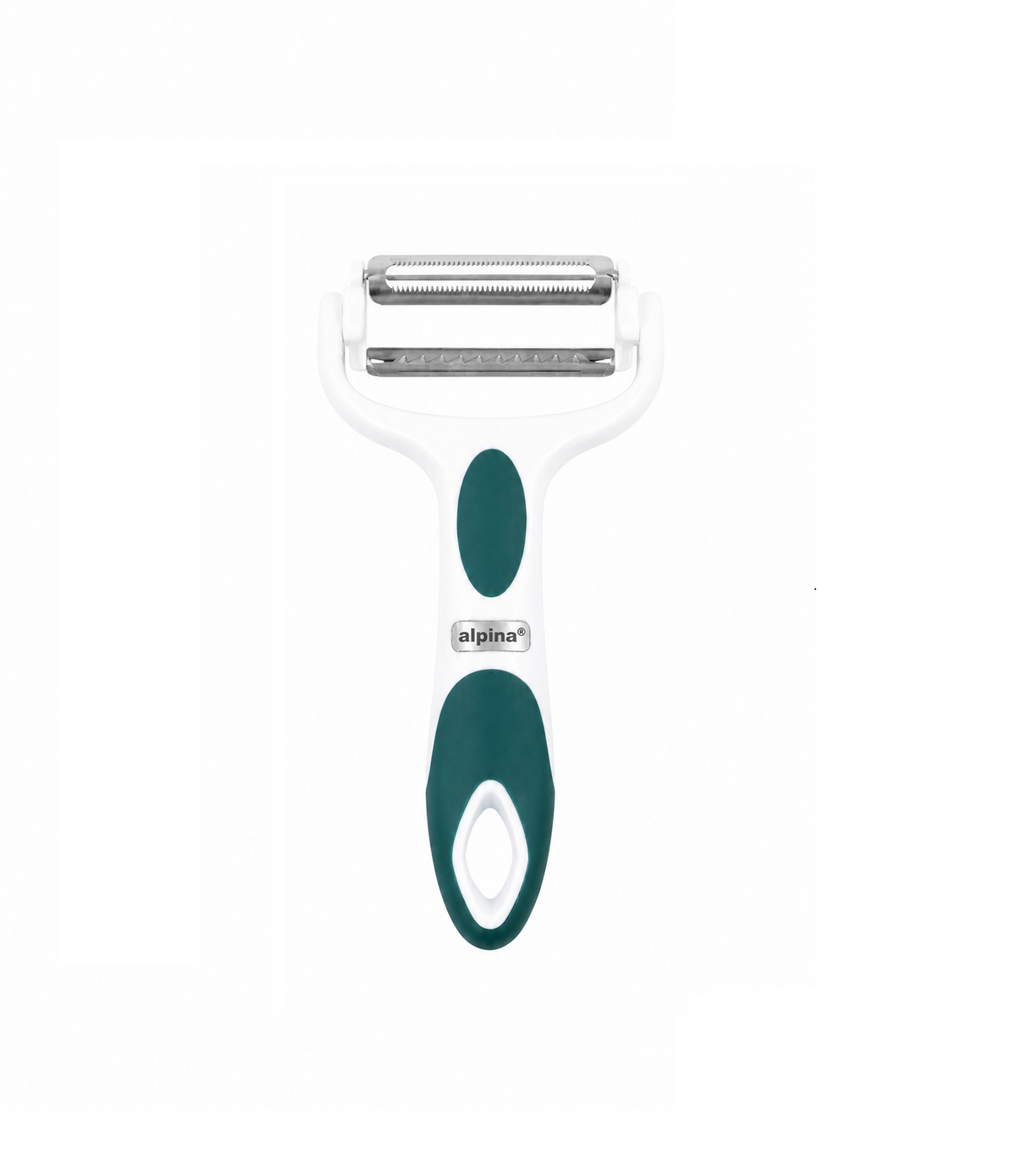Peeler profesional 3-în-1 Alpina – curățitor rotativ din inox pentru legume și fructe