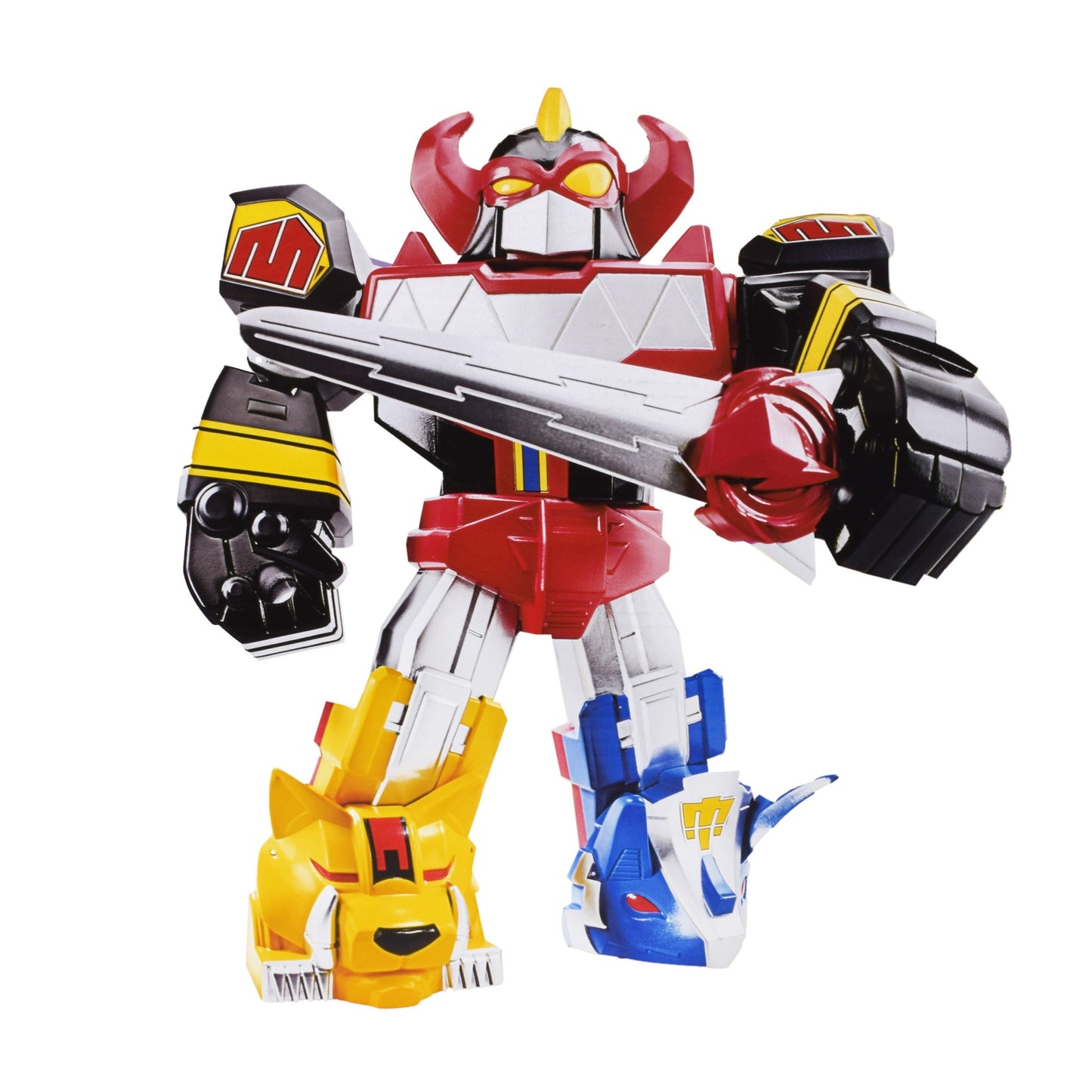 Figurină de Acțiune Power Rangers – Dino Megazord Mighty Morphin, 32 cm, cu Sabie și 2 Capete Interșanjabile- 807875