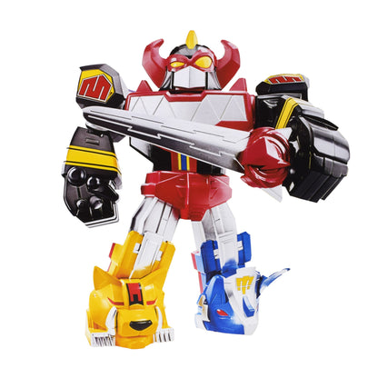 Figurină de Acțiune Power Rangers – Dino Megazord Mighty Morphin, 32 cm, cu Sabie și 2 Capete Interșanjabile- 807875