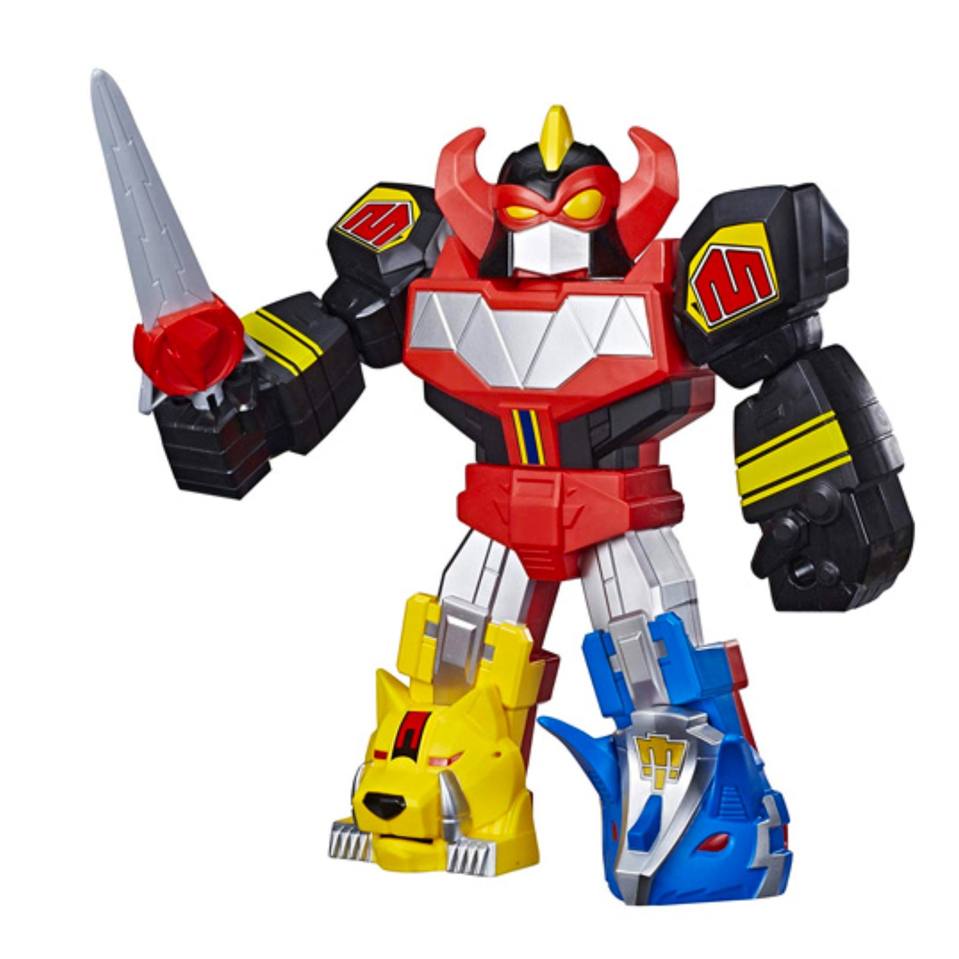 Figurină de Acțiune Power Rangers – Dino Megazord Mighty Morphin, 32 cm, cu Sabie și 2 Capete Interșanjabile- 807875