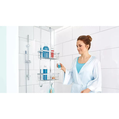 Organizator pentru dus cu 2 rafturi, tesa Aluxx, din aluminiu cromat, 805395