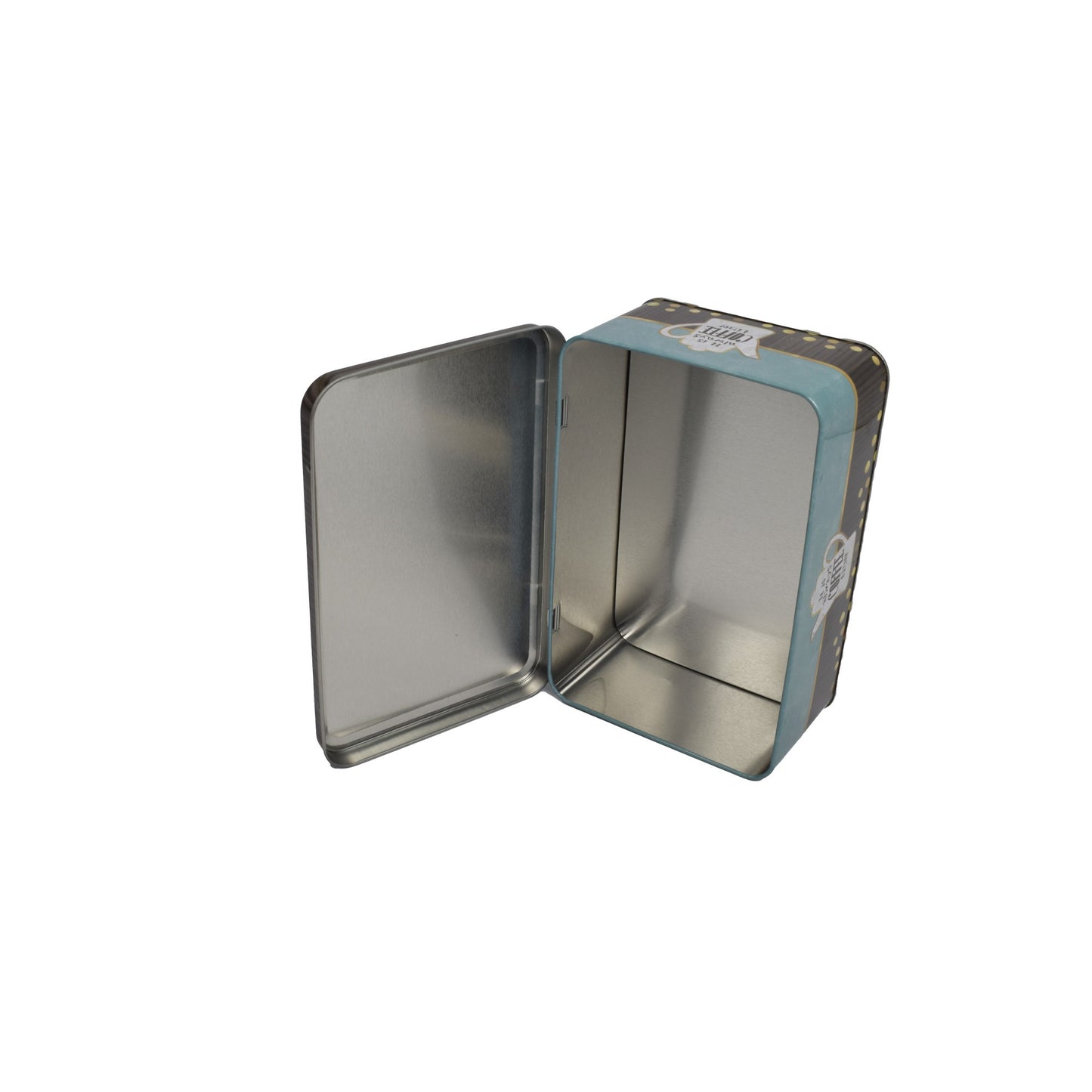 Cutie metalica, dreptunghiulara, cu model 3d cafea, culoare turcoaz, 19 x 13 x 7 cm, 806062