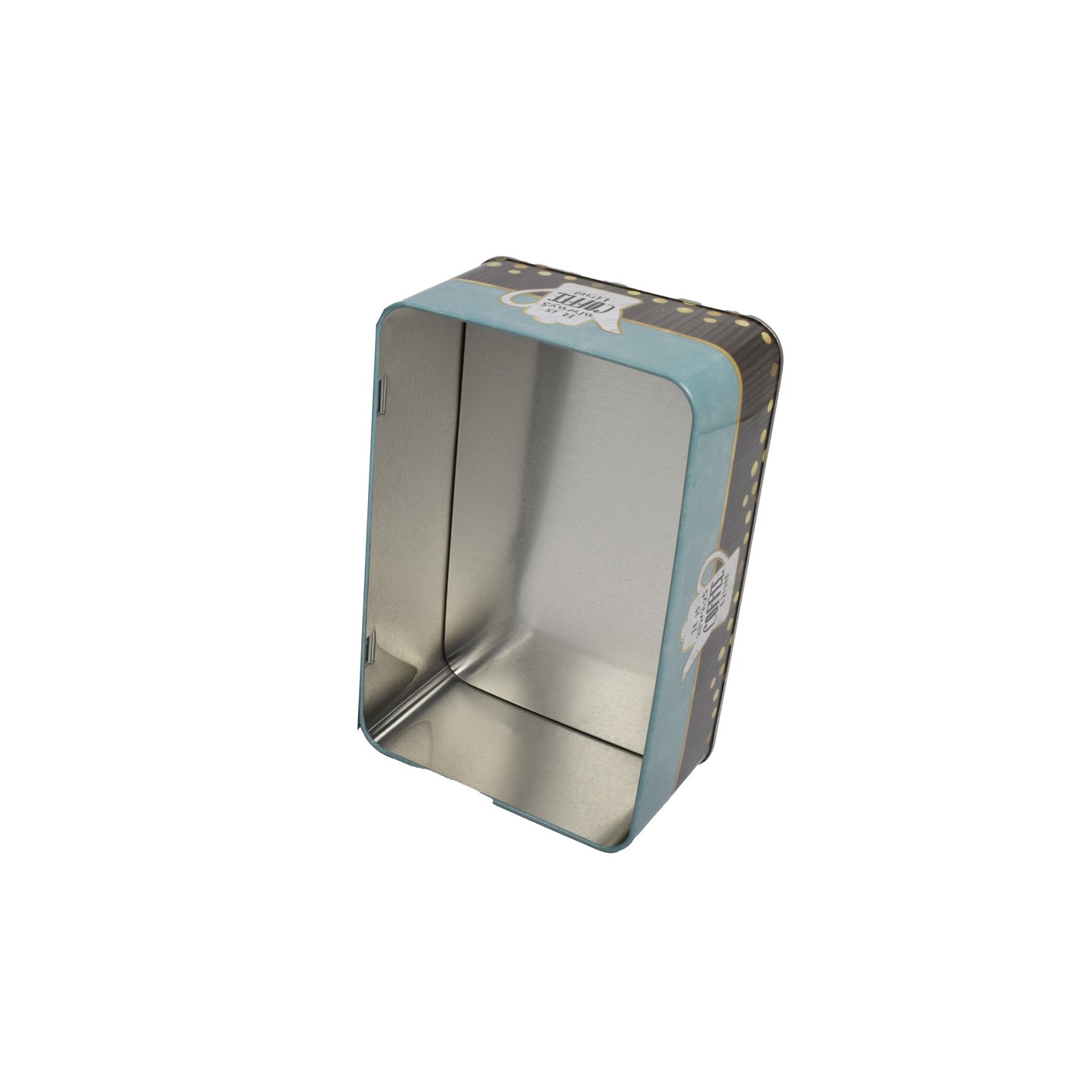 Cutie metalica, dreptunghiulara, cu model 3d cafea, culoare turcoaz, 19 x 13 x 7 cm, 806062