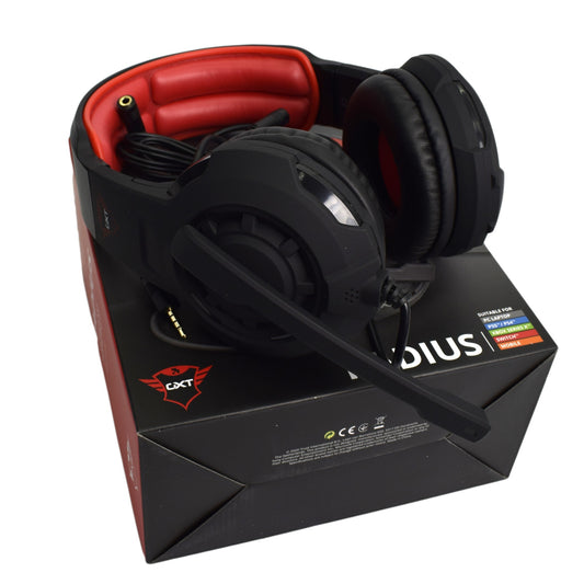 Casti gaming, cu microfon, Trust GXT 310 Radius, negru si rosu, over ear, 808688