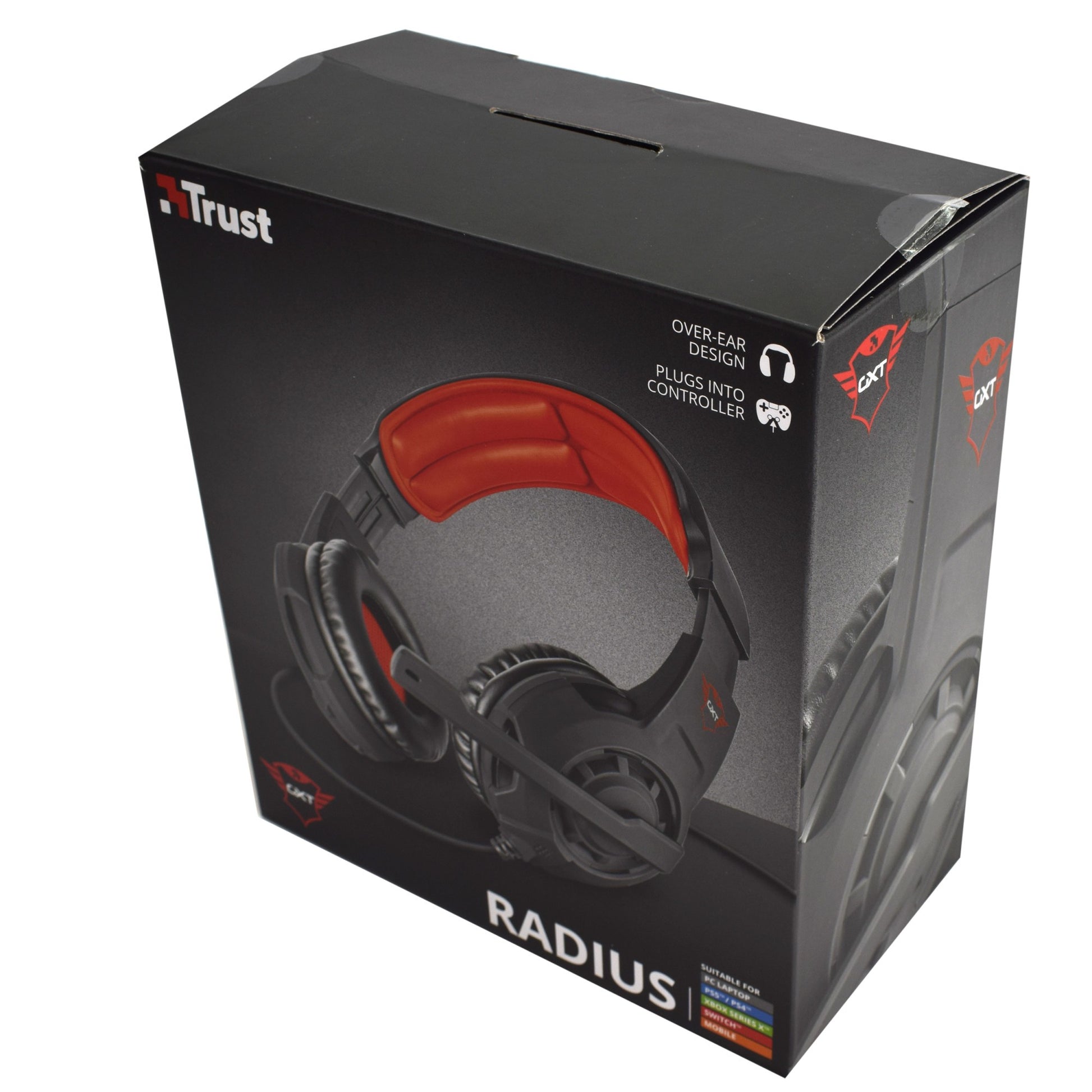 Casti gaming, cu microfon, Trust GXT 310 Radius, negru si rosu, over ear, 808688