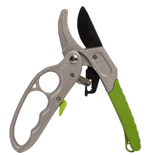 Foarfeca gradina, tip nicovala, cu clichet, pentru vita de vie, pomi, trandafiri, 20 X 8.5 x 1.5 cm, verde, 69040