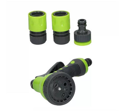 Set Pistol apa cu 7 functii de apa si 3 adaptori pentru furtun si robineti, pentru gradina, Kinzo, 15668