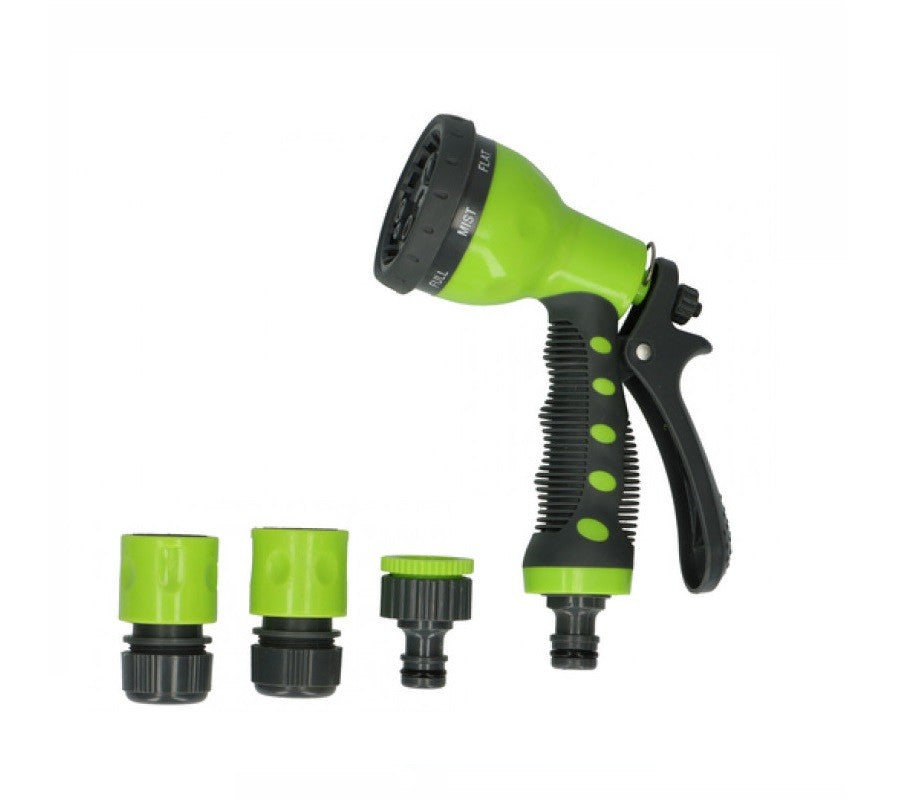 Set Pistol apa cu 7 functii de apa si 3 adaptori pentru furtun si robineti, pentru gradina, Kinzo, 15668